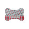 Red & Gray Dots and Plaid Bone Shaped Dog Food Mat (Small) (Personalized)