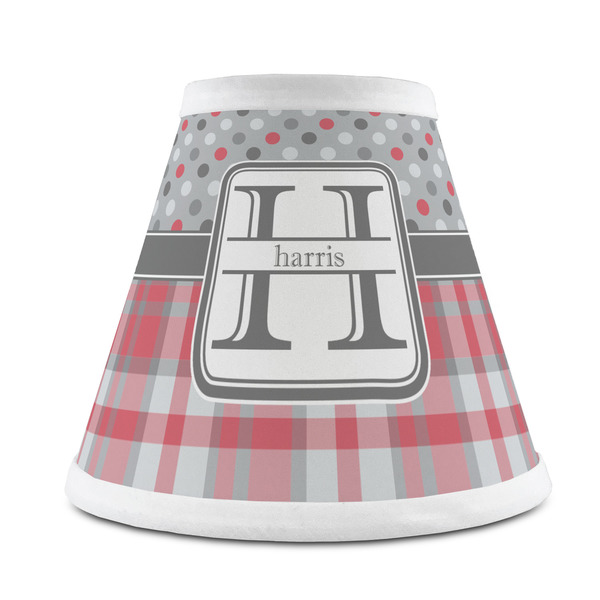 Custom Red & Gray Dots and Plaid Chandelier Lamp Shade (Personalized)