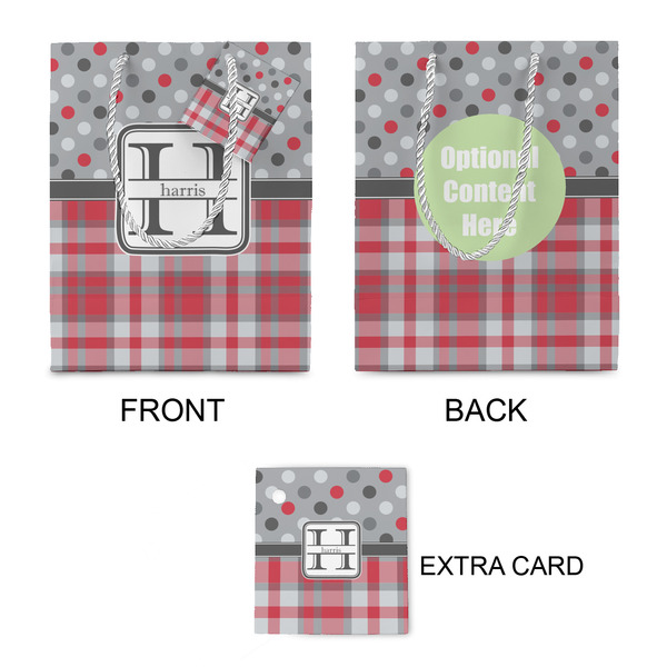 Red & Gray Dots and Plaid Small Gift Bag - Approval