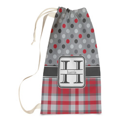 Red & Gray Dots and Plaid Laundry Bags - Small (Personalized)