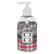 Red & Gray Dots and Plaid Plastic Soap / Lotion Dispenser (8 oz - Small - White) (Personalized)