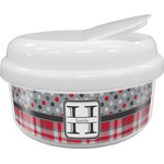 Red & Gray Dots and Plaid Snack Container (Personalized)