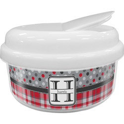 Red & Gray Dots and Plaid Snack Container (Personalized)