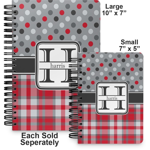 Red & Gray Dots and Plaid Spiral Journal - Comparison