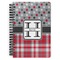 Red & Gray Dots and Plaid Spiral Journal Large - Front View