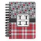 Red & Gray Dots and Plaid Spiral Journal Small - Front View