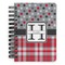 Red & Gray Dots and Plaid Spiral Notebook - 5x7 w/ Name and Initial