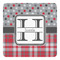 Red & Gray Dots and Plaid Square Decal - Small (Personalized)