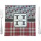 Red & Gray Dots and Plaid 9.5" Glass Square Lunch / Dinner Plate- Single or Set of 4 (Personalized)
