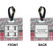 Red & Gray Dots and Plaid Square Luggage Tag (Front + Back)