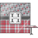 Red & Gray Dots and Plaid Square Table Top - 30" (Personalized)