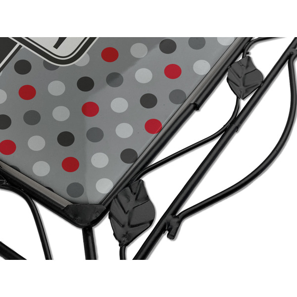 Red & Gray Dots and Plaid Square Trivet - Detail