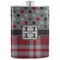 Red & Gray Dots and Plaid Stainless Steel Flask (Personalized)