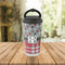 Red & Gray Dots and Plaid Stainless Steel Travel Cup Lifestyle