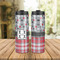 Red & Gray Dots and Plaid Stainless Steel Tumbler - Lifestyle