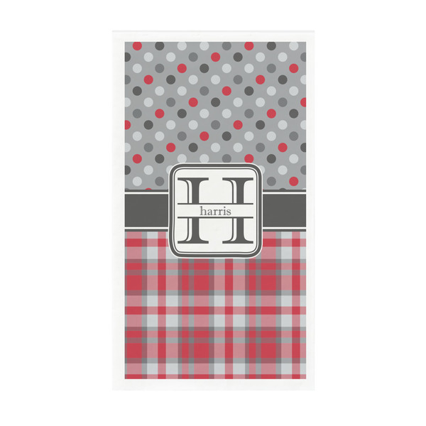Custom Red & Gray Dots and Plaid Guest Towels - Full Color - Standard (Personalized)