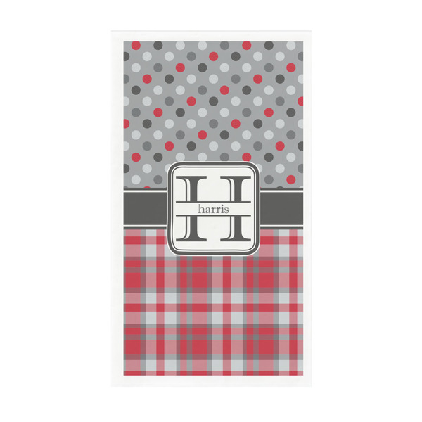 Custom Red & Gray Dots and Plaid Guest Paper Towels - Full Color - Standard (Personalized)