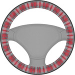 Red & Gray Dots and Plaid Steering Wheel Cover (Personalized)