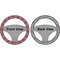 Red & Gray Dots and Plaid Steering Wheel Cover- Front and Back