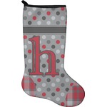 Red & Gray Dots and Plaid Holiday Stocking - Neoprene (Personalized)