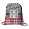 Red & Gray Dots and Plaid Drawstring Backpack (Personalized)