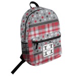 Red & Gray Dots and Plaid Student Backpack (Personalized)
