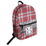 Red & Gray Dots and Plaid Student Backpack (Personalized)