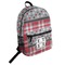 Red & Gray Dots and Plaid Student Backpack Front