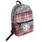 Red & Gray Dots and Plaid Student Backpack (Personalized)