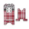 Red & Gray Dots and Plaid Stylized Phone Stand - Front & Back - Large