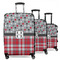 Red & Gray Dots and Plaid Suitcase Set 1 - MAIN