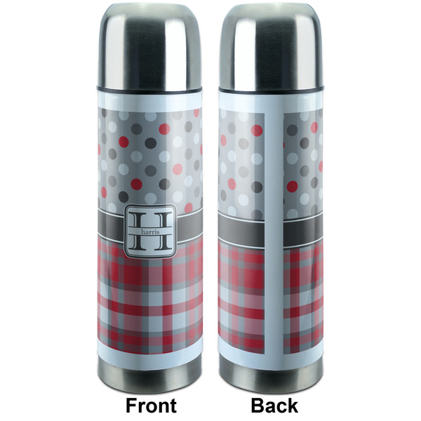Red & Gray Dots and Plaid Thermos - Apvl
