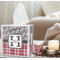 Red & Gray Dots and Plaid Tissue Box - LIFESTYLE