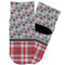 Red & Gray Dots and Plaid Toddler Ankle Socks - Single Pair - Front and Back