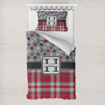 Red & Gray Dots and Plaid Toddler Bedding Set - With Pillowcase (Personalized)