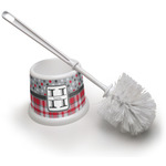Red & Gray Dots and Plaid Toilet Brush (Personalized)