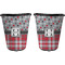 Red & Gray Dots and Plaid Trash Can Black - Front and Back - Apvl