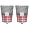Red & Gray Dots and Plaid Trash Can White - Front and Back - Apvl