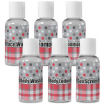 Red & Gray Dots and Plaid Travel Bottles (Personalized)