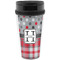 Red & Gray Dots and Plaid Travel Mug (Personalized)