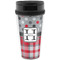 Red & Gray Dots and Plaid Acrylic Travel Mug without Handle (Personalized)