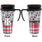 Red & Gray Dots and Plaid Travel Mug with Black Handle - Approval