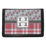 Red & Gray Dots and Plaid Trifold Wallet (Personalized)