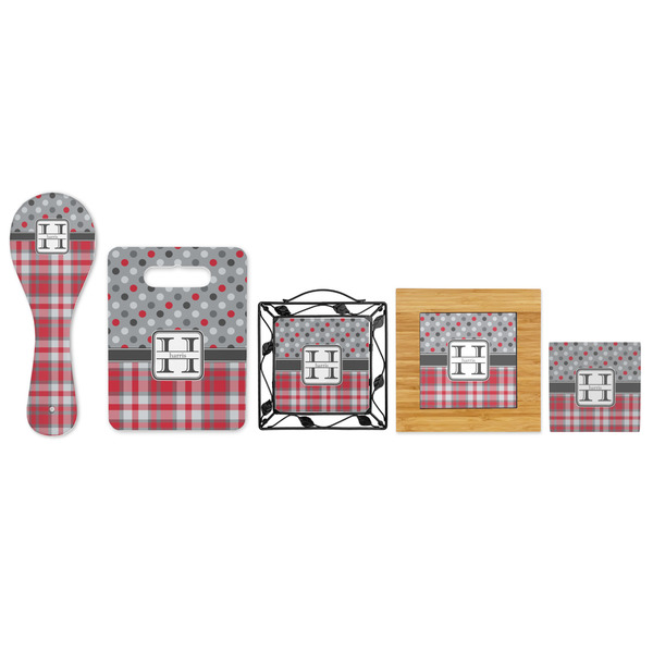 Red & Gray Dots and Plaid Trivets