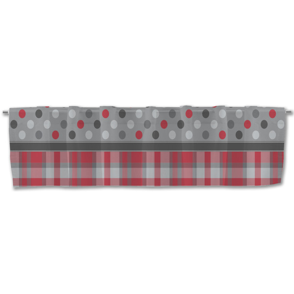 Red & Gray Dots and Plaid Valance - Front