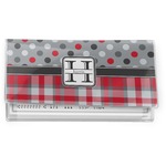 Red & Gray Dots and Plaid Vinyl Checkbook Cover (Personalized)