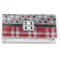 Red & Gray Dots and Plaid Vinyl Check Book Cover - Front