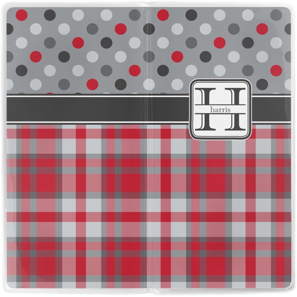 Red & Gray Dots and Plaid Vinyl Document Wallet - Apvl