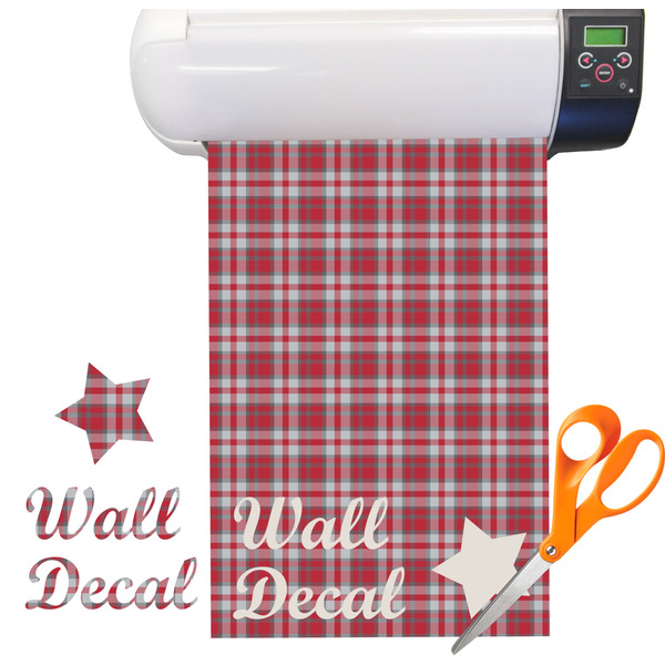 Custom Red & Gray Dots and Plaid Vinyl Sheet (Re-position-able)