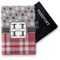 Red & Gray Dots and Plaid Vinyl Passport Holder - Front